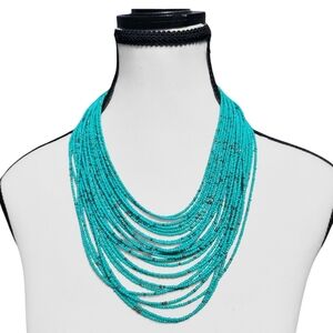 Handmade Beaded Multi-layered Necklace Beaded Turquoise Bohemian Tribal Ethnic